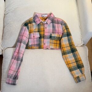 Hot & Delicious Pink and Yellow Plaid Button Down Shirt